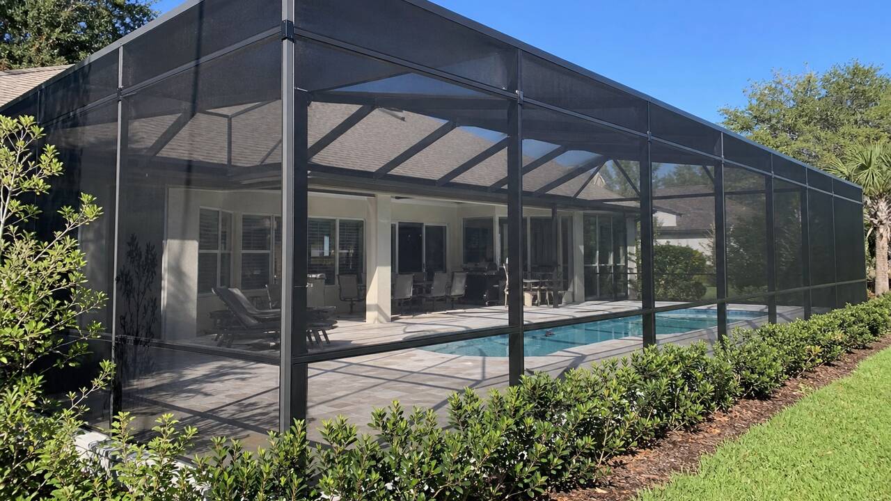 Pool cage after rescreening Cape Coral Lee County new mesh